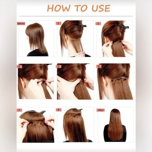 Human Hair Blend Clip-In Extensions | Long Straight Silky Hair | Dark Brown #3 - Picture 4 of 12